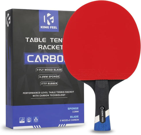 KINGFEEL Professional Ping Pong Paddles-Lightweight Carbon Fiber Table Tennis Rackets with 7-Ply Blade,