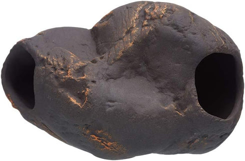 Plecoceramics Cichlid Stone Decoration, Aquarium Cave for Cichlids, Betta, Small Fish - Fish Tank Hideaway Decor (Magma