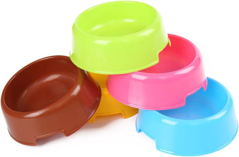 5Pcs/Set Plastic Candy Color Pet Food Water Bowl, Random Color for Cat Dog Puppy Rabbit