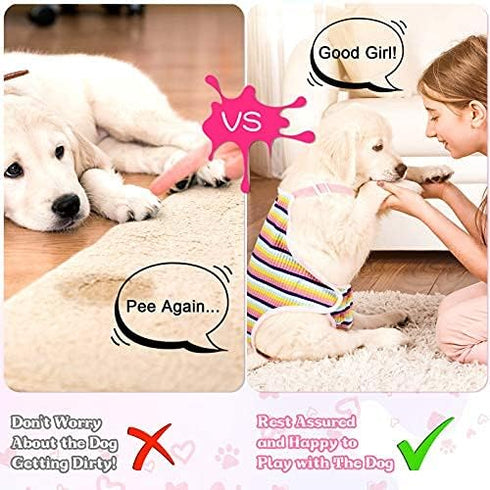 Nuanchu 3 Pcs Female Dog Diaper Sanitary Panties with Adjustable Suspender, Washable Reusable for Dogs in Heat