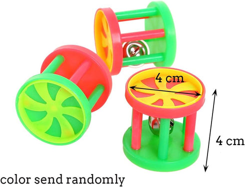 QBLEEV Bird Roller Rattles Toys - Parrot Foot Toys, Foraging Chewing Bell Training Trick Toys, 3 Pack