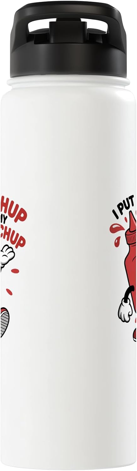 Funny Ketchup Themed Lover tee I Put Ketchup on my Ketchup Funny Ketchup kids Stainless Steel Insulated Water Bottle