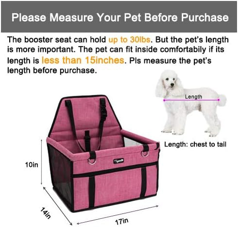 Pet Car Seat, Sturdy Reinforced Structure with Shortened Leash, Waterproof Thick Soft Fleece Pad for Small Pets