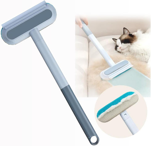 4 in 1 Pet Hair Remover Tool, 17-Inch Long Handle Brush for Deep Cleaning Carpet, Couch, Furniture