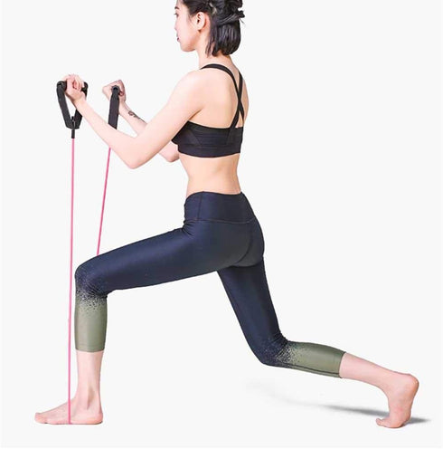 Resistance Exercise Band, Stretch Rubber Band Training Rope Tube Workout Fitness,with Comfortable Handles, Portable, Lightweight, Strength Training, Muscle Toning, for Man/Women Yoga Gym(Red) by Hakeeta
