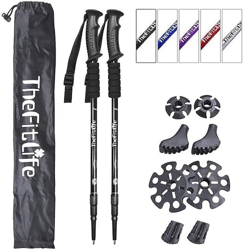 TheFitLife Nordic Walking Trekking Poles, 2 Sticks with Anti-Shock and Quick Lock System for Hiking