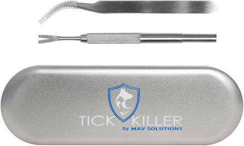 Platinum Tick Removal Tool Set, Stainless Steel Tweezers Kit with Protective Metal Case and Identification Card