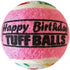 PetSport Jr. Happy Birthday Tuff Ball Dog Toys, 4 Pack Small (1.8") - Durable Felt & Rubber Balls