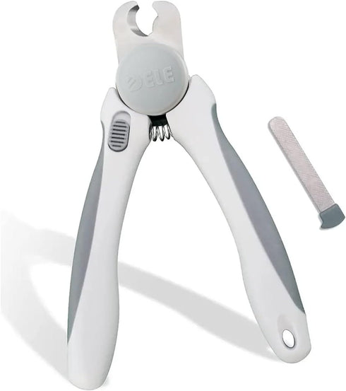 Pet Nail Clipper - Grooming Tool for Dogs and Cats - Safety Guard and Razor Sharp Blade - Bonus Nail File (Gray)