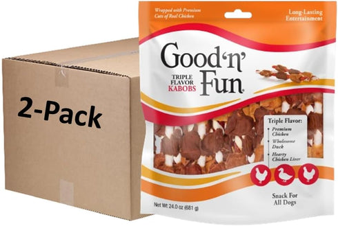 Good'n'Fun Triple Flavored Rawhide Kabobs for Dogs, 24 oz | 36 count (P-94187) - 2 PACK