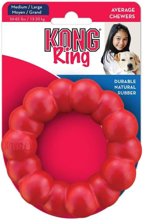 KONG Ring and Goodie Ribbon - Durable Rubber Chew Toy and Treat Dispensing Toy for Large Dogs