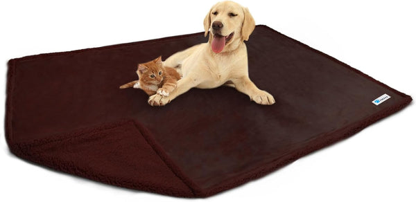 PetAmi XL Waterproof Dog Blanket, Reversible Sherpa Fleece Couch Cover, 80x60 Brown