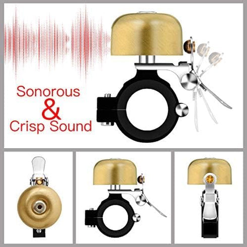 Greallthy Classic Brass Bike Bell, Loud Sound Bicycle Bell for Adults Kids, Fits 0.87-1.25in/22.2-31.8mm Handlebars