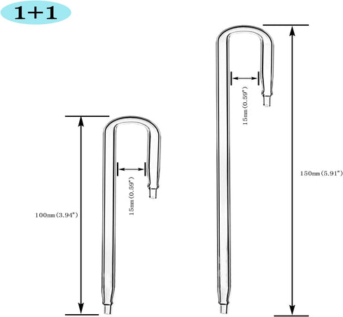 2PCS Glass U Shape Tube for Aquarium Air Pump, CO2 Diffuser Connect Tube for Fish Tank