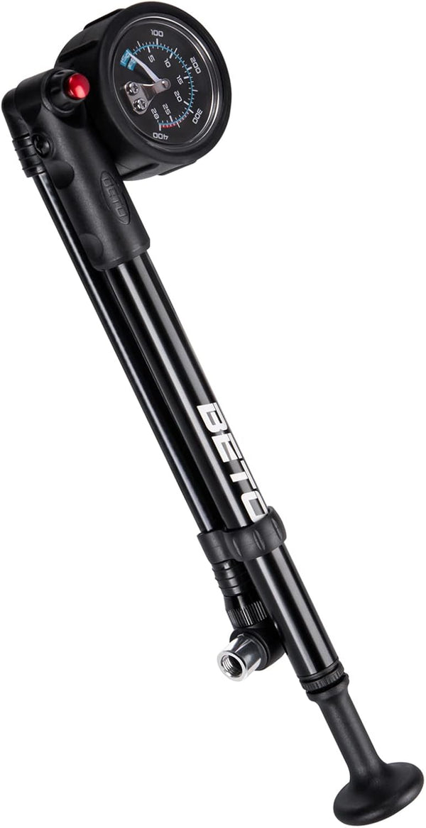 MTB High Pressure Shock Pump - 400 PSI Max for Fork & Rear Suspension with No-Loss Schrader Valve