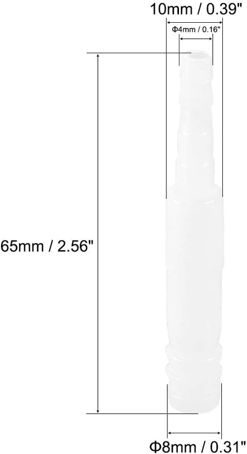 uxcell Aquarium Air Valve Connector Straight Clear White Plastic Inline Tubing 4mm to 8mm 4Pcs