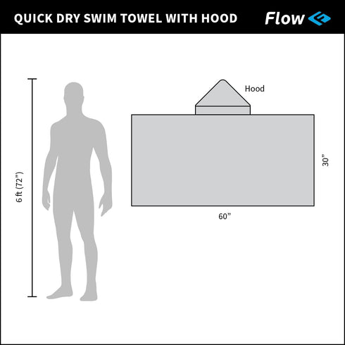 Swimming Flow Quick Dry Swim Towel with Hood - Microfiber Hooded Towel for Competitive and Other Water Sports (Blue)