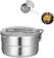 Stainless Steel Camping Cook Pot with Lid, 1.5L Large Capacity for Camping, Hiking, and Picnic