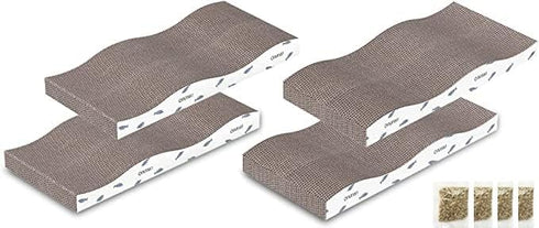 Cat Scratcher 4 PCS Pad - Cardboard with Premium Reversible Scratch Textures, Durable Scratching Pad