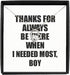 EzGift Funny Boy Necklace Pendant Thanks For Always Be There Needed Most Cute