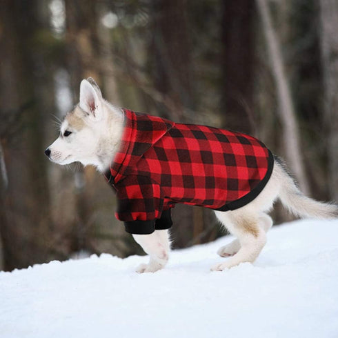 Plaid Dog Hoodie Sweatshirt for Medium Dogs, Cat Puppy Clothes Coat, Warm and Soft (M)