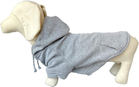 Lovelonglong Blank Basic Hoodie Sweatshirt for Dogs - 100% Cotton, Fits Small Medium Dachshund, Large Dog, Gray D-L