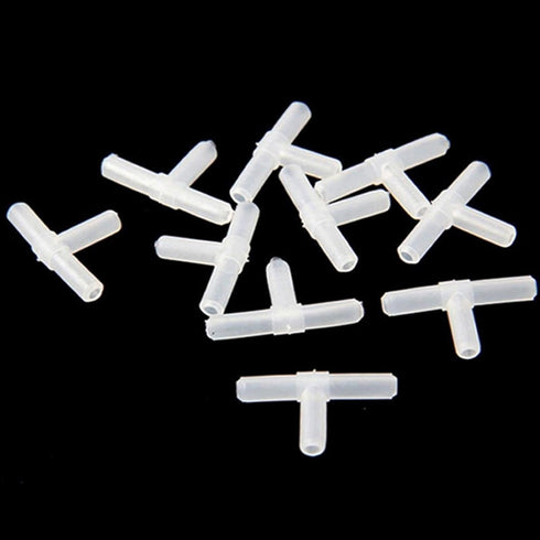 10pcs 3 Way Air Line Connector Aquarium Fish Tank Airline Tee Valve Pump Tube, White