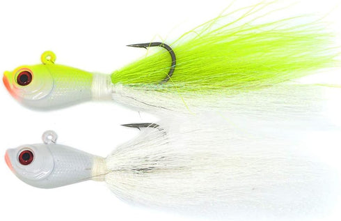 Kmucutie 2 pcs Deer Tail haiKr bucktail Jig Saltwater or Freshwater Bait for Bass Flounder Fishing Lure