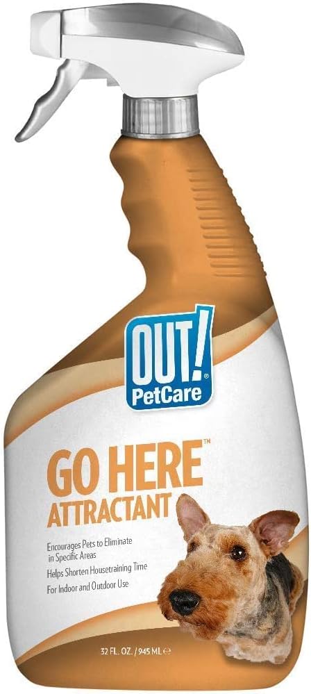 OUT! PetCare Go Here Attractant Indoor and Outdoor Dog Training Spray, 32 oz, House-Training Aid