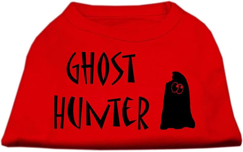 Halloween Pet Dog & Cat Shirt Screen Printed, Ghost Hunter, Red 2XL (20-25 lbs.)
