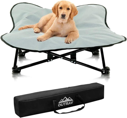 Portable Elevated Bed, Folding Pet Cot for Indoor, Outdoor, Traveling, Camping, Raised Travel Lounger for Dogs, Cats,