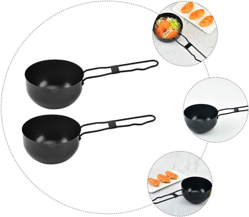 2pcs Zerodeko Outdoor Soup Pot Iron Cooking Pot Stew Kitchen Cookware Portable for Camping Mountaineering Fishing