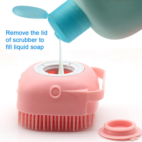 Dog Scrubber for Bath - Pet Grooming Bath Massage Brush with Soap Dispenser, 3 Pack Silicone Exfoliating Brushes