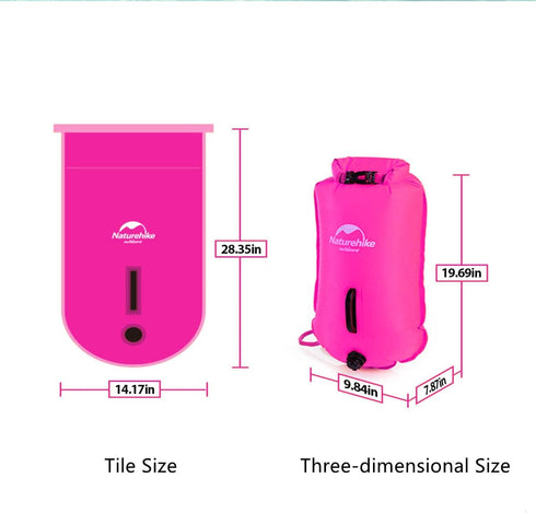Naturehike 28L High Visible Safety Swim Buoy, Ultralight Bubble Tow Float and Dry Bag for Swimming