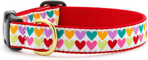 Up Country Valentine and Hearts Pattern Dog Collar, X-Large (18 to 24 Inches), 1 Inch Wide Leash