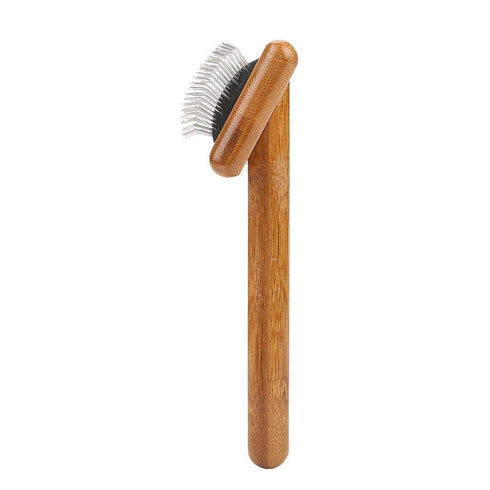 Oumefar Healthy Bamboo Dog Hair Comb Pet Wooden Brush Massage Grooming Slicker Brush with Rounded Bristles(Charged)