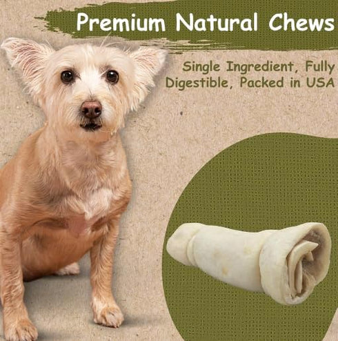 Top Dog Chews 9” – 11” Beef Cheek Rolls, 5 Pack | Long Lasting Rawhide Free Dog Treats for Aggressive Chewers