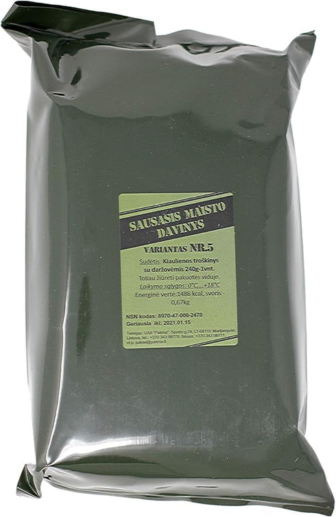 Generic Original Lithuanian MRE (3.Beef & Barley, Almonds, Blackcurrant Jam, Lemon Drink, Instant