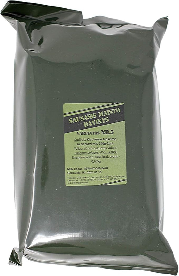 Generic Original Lithuanian MRE (3.Beef & Barley, Almonds, Blackcurrant Jam, Lemon Drink, Instant
