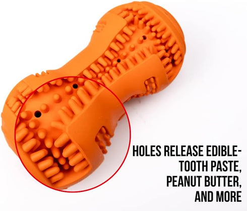 Fillable Dog Chew Toy for Teeth Cleaning, Use with Peanut Butter or Toothpaste for Aggressive Chewers