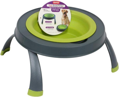 Dexas Popware for Pets Single Elevated Pet Feeder - Small - Gray/Blue