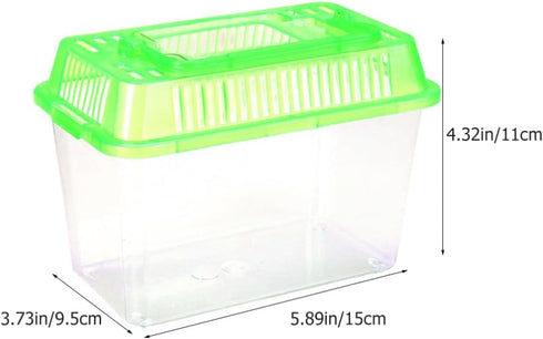 POPETPOP Plastic Fish Bowls 5pcs Small World Habitat Portable Clear Plastic Tank Handheld Aquariums Box Hamster Case with Handle for Small Critters and Creatures Reptile