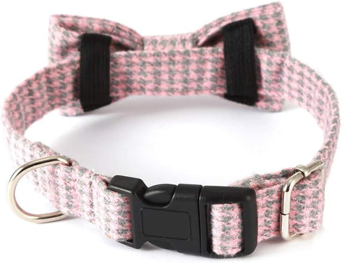 Love Dream Dog Collar Bow Tie Collar Soft & Comfy Bowtie Collars for Small Medium Large Dogs, Adjustable Dog Collar with Quick Release Buckle (M, Pink)