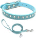 Puppy Collar and Leash with Bling Diamond, Sparkly Rhinestone Glitter Jewel Collars for XXS XS Small Medium Female