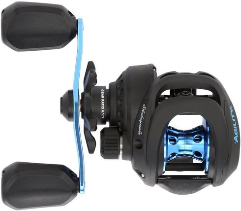 Shakespeare Agility Low Profile Fishing Reel, Left Handle, Multi-Disk Drag System, 90mm Handle