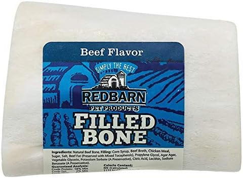Redbarn Filled Dog Bones, Natural Long-Lasting Dental Treats; Suitable for Aggressive Chewers,