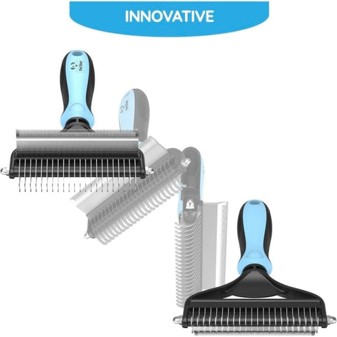 Dog Brush and Cat Brush - 2 Sided Grooming Tool for Deshedding, Mats & Tangles, No More Shedding and Flying Hair