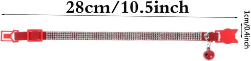 Rhinestones Dog Cat Collars with Bell, Bling Velvet Crystal Collars for Girl Pets, Jeweled Necklace (Pink)