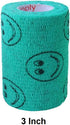 Vet Wrap Tape (Teal with Smiles) (2 Pack) (2 Inch x 15 feet) Self-Adhesive Cohesive Flex Bandage for Pets