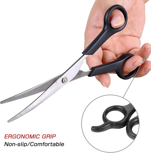 Set, 2-Piece Chibuy Professional Dog Grooming Scissors Kit with Round Tip Safety Scissors, Straight Cut & Curved